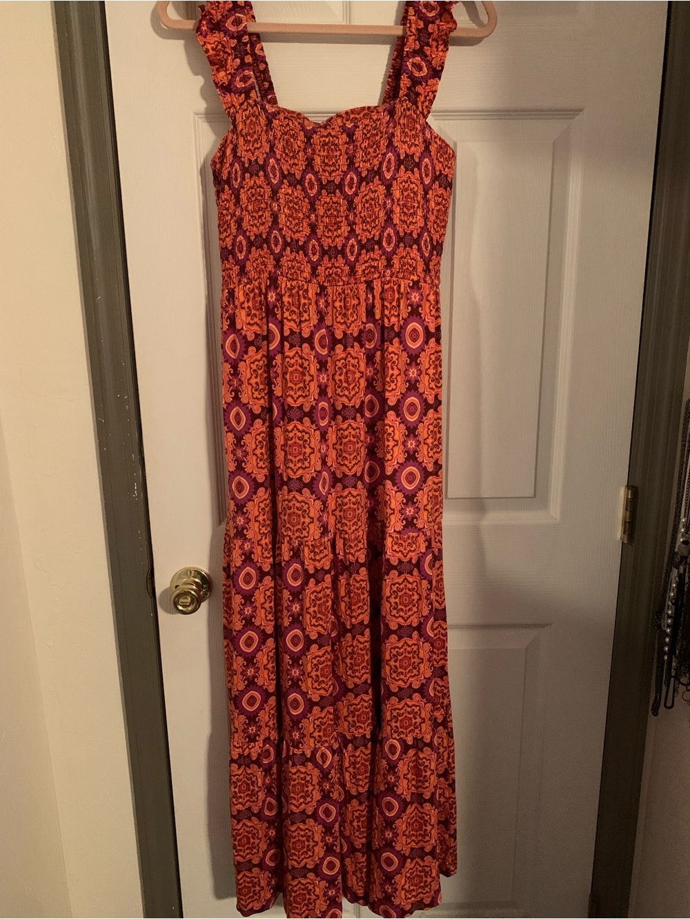 Sleeveless Orange & Purple Maxi Dress
